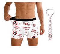 Generisch 30-60° compleanno, uomo, 18° compleanno, ragazzo, regalo di compleanno per uomini, boxer e cravatta, design rosso e bianco con cartelli stradali e frasi divertenti, regali divertenti per