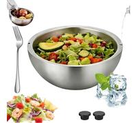 Generisch 304 Stainless Steel Insulated Salad & Dipping Bowl - Double Wall Temperature Control Design Keeps Food Hot or Cold, ideale per barbecue, feste, picnics & Family Meals (1PCS)