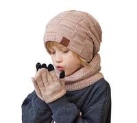 Generisch 4 10 anni per bambini cappello invernale guanti bavaglini set paraorecchie berretto lana caldo lavorato a maglia lana, Colore: rosa., Taglia unica