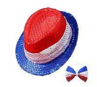 Generisch 4 luglio cappello e mosca, 4 luglio costume | Cappello con paillettes costume rosso bianco blu papillon - scintilla