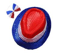 Generisch 4 luglio costume accessori, set 4 luglio, cappello bianco rosso e papillon costume patriottico, adulti uomini e donne indossano oggetti di scena fotografici per giochi di ruolo