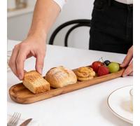 Generisch 4 vassoi in legno lungo, 40 x 10 x 2 cm, in legno di noce, da portata stretto per antipasti e sushi, in legno naturale per cucina e soggiorno