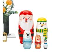 Generisch 5 pezzi di bambole in legno per bambini, decorazione natalizia, per bambini, ragazze, adulti, famiglia, feste invernali