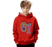Generisch 6 7 meme felpa unisex per bambini, oversize, con cappuccio, a maniche lunghe, Harajuku Y2K, con cappuccio, 67, casual, tinta unita, da jogging, per ragazze e ragazzi, 03-rosso, 5-6 Jahre