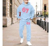 Generisch 67 Meme Tuta da jogging per bambini, ragazzi, ragazze, Six Seven, con cappuccio, calda, in due pezzi, unisex, set da 2 pezzi, regalo 4-14 anni, 5-blu cielo, 8-9Years