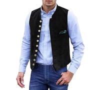 Generisch 80 gilet da uomo per matrimoni, Oktoberfest, vestibilità aderente, abbottonatura frontale, elegante strato per tutte le stagioni, comodo tessuto traspirante gilet anteriore, Nero , 4XL