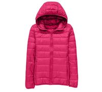 Generisch 830550 Piumini da donna oversize Piumini leggeri impermeabili in tinta unita con custodia invernale da donna taglie forti, rosa intenso, 6XL