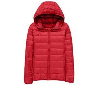 Generisch 830550 Piumini da donna oversize Piumini leggeri impermeabili in tinta unita con custodia invernale da donna taglie forti, Colore: rosso, 4XL