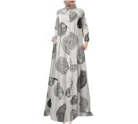 Generisch Abaya - Abito da preghiera da donna, stile islamico moderno, grande, lungo, a maniche lunghe, elegante, girocollo, stile arabo, islamico, musulmano