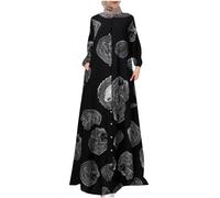 Generisch Abaya - Abito da preghiera da donna, stile islamico moderno, grande, lungo, a maniche lunghe, elegante, girocollo, stile arabo, islamico, musulmano