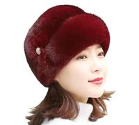 Generisch Abbigliamento and Elderly - Cappelli invernali da donna, motivo floreale, per grandi teste da uomo, Vino, Taglia unica