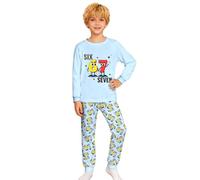 Generisch Abbigliamento da bambino con stampa, a maniche lunghe, accogliente, in due pezzi, per le vacanze, per la famiglia, Azzurro, 4-5 Anni