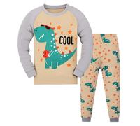 Generisch Abbigliamento da battesimo per bambini, 86 ragazzi, dinosauri, cotone, 2 pezzi, treno, biancheria da notte per bambini, set di vestiti invernali per bambini 2 anni, giallo., 8-9 Anni