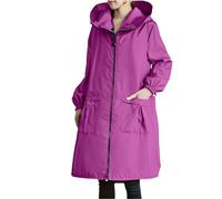 Generisch Abbigliamento da lavoro sottile per le donne con cappuccio esteso pioggia e antivento cappotto per la casa college ragazza, Viola scuro, 3XL