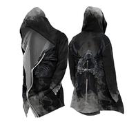 Generisch Abbigliamento medievale da uomo con cappuccio vichingo, con cappuccio, per Halloween, costume scandinavo, mantello gotico, giacca per il tempo libero, giacca Odin Mythos per autunno inverno