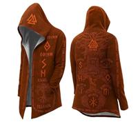 Generisch Abbigliamento medievale da uomo per Halloween, costume vichingo, felpa con cappuccio Odin Mythos, giacca autunno inverno felpa scandinavia mantello gotico per il tempo libero, Colore