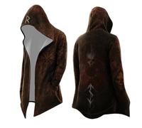 Generisch Abbigliamento medievale da uomo per Halloween, costume vichingo, felpa con cappuccio Odin Mythos, giacca autunno inverno felpa scandinavia mantello gotico per il tempo libero, caffè, 3XL