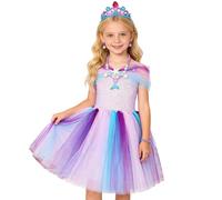 Generisch Abbigliamento natalizio per bambini, costume da bambina per feste, spettacoli, tutu scintillante, vestito da fata per occasioni festive (viola, 10-12 anni)