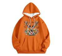 Generisch Abbigliamento per lutto da donna, casual, con cappuccio, con stampa a testa di cervo, comodo maglione da indossare tutti i giorni in autunno e in inverno, stile basico, farfalla con