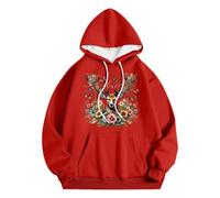 Generisch Abbigliamento per lutto da donna, casual, con cappuccio, con stampa a testa di cervo, comodo maglione da indossare tutti i giorni in autunno e in inverno, stile basico, farfalla con