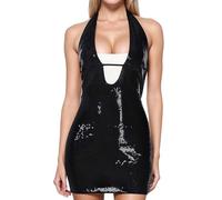 Generisch Abiti Da Donna Elegante Abito Da Donna Con Scollo A V Deep Collo Collo Senza Schiena Design Per Un Aspetto Seducente Abiti Midi Da Donna Belle Dress Up Ragazze, Nero , M