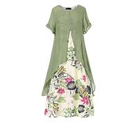 Generisch Abiti da Sera Per Le Donne Abito Da Donna Due Pezzi Con Scollo Tondo Modello Stampa Per Le Giornate Estate Lusso Abiti Da Sera Donne, verde, M