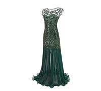 Generisch Abiti Da Spiaggia Per Donne Venti Anni Abito Da Festa Senza Maniche Maxi Abito Da Sera Con Paillettes Perline Nappe Ornamento Per Eventi Notte Festivi Petite Abiti Da Donna, verde, M