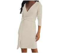 Generisch Abiti Lunghi Per Le Donne Abito Da Donna Lusso Con Scollo A V Strisce In Vestibilità Stretta Come Vestito Da Cintura Alla Moda Per La Vita Di Giornale Elegante Vestito Estivo Ragazze, beige