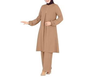 Generisch Abiti musulmani Donna 2 Divisori Corban Ramadan Vestito Manica Lunga Top Robe E Pantaloni Dubai Turco Medio Oriente Arabo Islamico Abbigliamento Tinta Unita Festiva Pantaloni