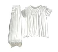 Generisch -Abiti per ragazze girocollo elastico confortevole adatto dai bambini piccoli agli adolescenti vestiti da casa con pantofole traspiranti perfetti nella vita di tutti i giorni, bianco, 9-10