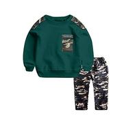 Generisch Abiti vestito lettera adolescente 2 pezzi pantaloni mimetici set pentole abiti per bambini set vestiti di Natale ragazzo, verde, 2-3 Jahre