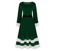 Generisch Abito a tunica, da donna, taglie grandi, morbido, Natale, da donna, per l'inverno, elegante, nero, verde, 3XL