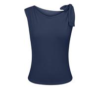 Generisch Abito aderente nero alla moda, senza maniche, stile street, con colletto obliquo, vestibilità stretta e gilet casual, top elegante, Blu marino, L