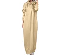 Generisch Abito arabo da donna, lungo, oversize, con cappuccio, stile arabo, morbido, comodo, misto cotone, per tutti i giorni, multicolore, stile Dubai oversize, con cappuccio, invernale, beige., M