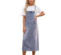 Generisch Abito casual da donna in morbido tessuto twill elasticizzato con vestibilità comoda, design versatile per il tempo libero alla moda, Azzurro, XL