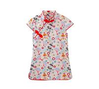Generisch Abito Cheongsam floreale Tang-Principessa 18M-6Y Manica del bambino stampato breve del fumetto vestito abiti fiore ragazza ragazza abiti sacchetto ragazza ragazza, d, 2-3 Jahre