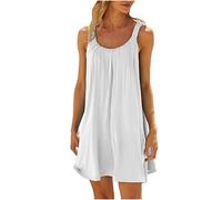 Generisch Abito Collare Donna Bikini Copertura Casual Vacanza Breve Estate Abito Estivo Abito Spalla Nero, bianco, XL
