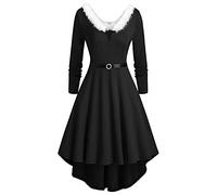 Generisch Abito Con Bottoni Scollo A V Party Incontri Casual Abito Nero Donne Pizzo, Nero , M