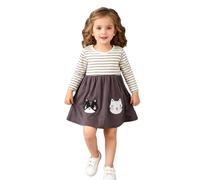 Generisch Abito da bambina a maniche lunghe con applicazione ricamata, per l'inverno e la moda autunnale, con elegante stampa floreale come comodo abbigliamento casual per feste per bambini
