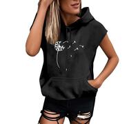 Generisch Abito da donna con lettere, con cappuccio, a maniche corte, con schiena scoperta, Nero , XL