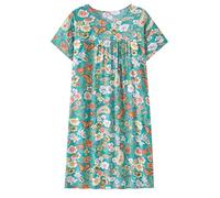 Generisch Abito da donna estivo pigiama sottile sciolto casalingo cotone seta manica corta abito senza tasca mini abito rosso scollo profondo, verde, Taglia unica