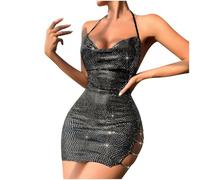 Generisch Abito da donna illuminato con design avvolgente, schiena aperta per un aspetto seducente, Nero , S