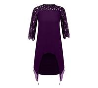 Generisch Abito da donna in chiffon con scollo a O, vestibilità elegante per occasioni casual e momenti speciali della vita quotidiana, Lilla, 4XL