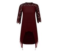 Generisch Abito da donna in chiffon con scollo a O, vestibilità elegante per occasioni casual e momenti speciali della vita quotidiana, Vino, L