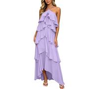 Generisch Abito da donna in stile boho, morbido, per feste, da spiaggia, casual, taglie grandi, elegante, estivo, lungo fino al pavimento, abito da sera, da cocktail, viola chiaro, XL