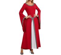 Generisch Abito da donna medievale con maniche a tromba, per feste e feste in stile vintage, per il Rinascimento gotico, maxi abito da strega vittoriano, per feste