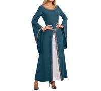 Generisch Abito da donna medievale con maniche a tromba, per feste e feste in stile vintage, per il Rinascimento gotico, maxi abito da strega vittoriano, per feste