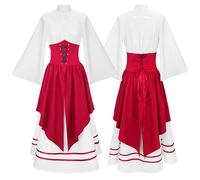 Generisch Abito da donna senza maniche con lacci - Costume medievale o fantasy a strati | Vestito giocoso per cosplay, LARP e feste a tema