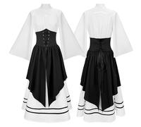 Generisch Abito da donna senza maniche con lacci - Costume medievale o fantasy a strati | Vestito giocoso per cosplay, LARP e feste a tema