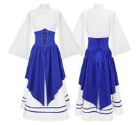 Generisch Abito da donna senza maniche con lacci - Costume medievale o fantasy a strati | Vestito giocoso per cosplay, LARP e feste a tema